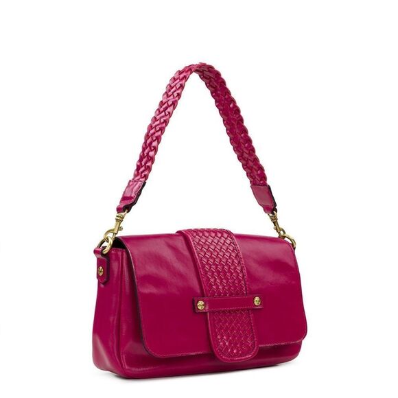 NWT Patricia Nash Fuchsia Elba Flap Convertible Crossbody Distressed Leather - Picture 2 of 13